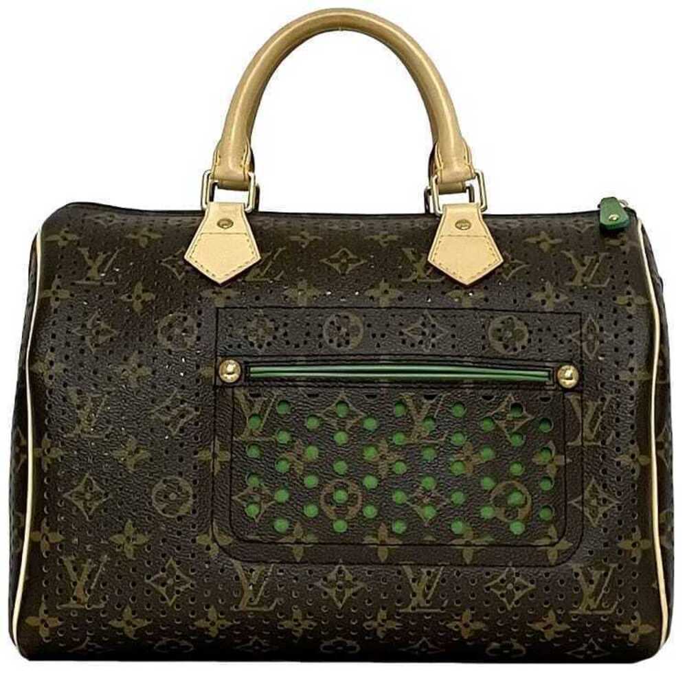 Louis Vuitton Speedy Handbag brown green beige Perfo vachetta bag zip
